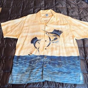 Hook & Tackle Cream Color Sail Fish Shirt L